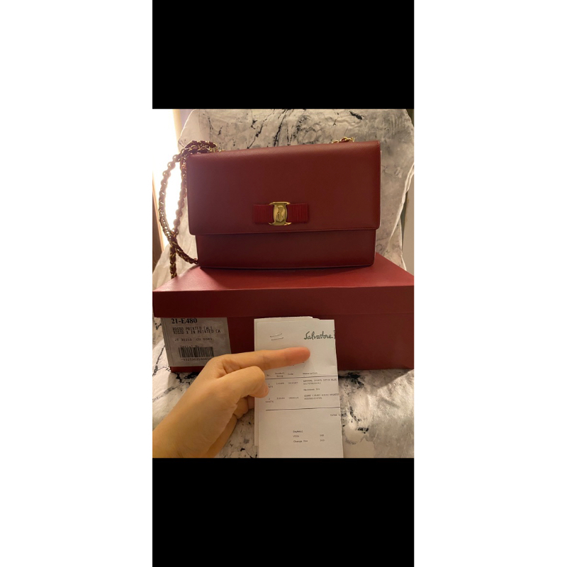 salvatore ferragamo preloved ginny bag complete set ori