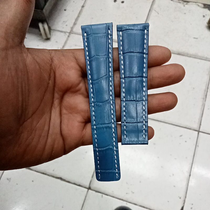 Tali Jam Tangan Breitling Biru Croco