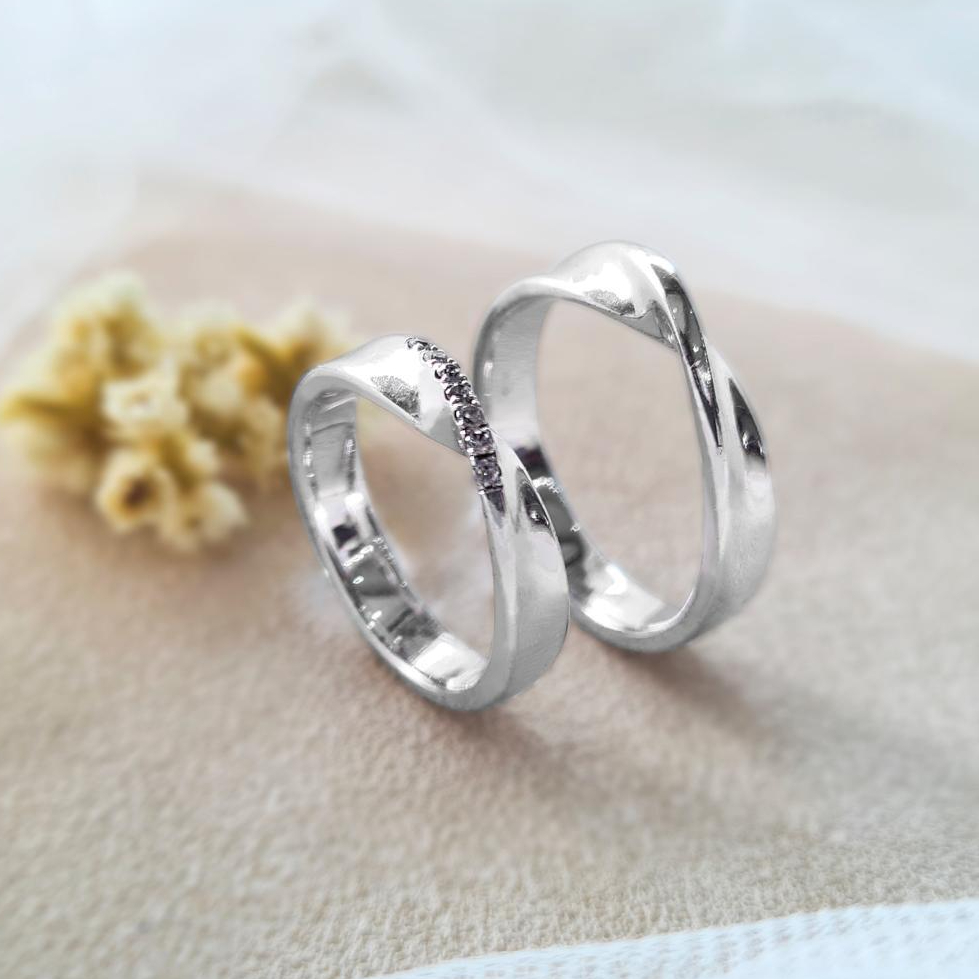Cincin Kawin Couple Ring Perak Pria Nikah Silver 925 Wanita Tunangan Emas putih Gayatri Wedding Ring