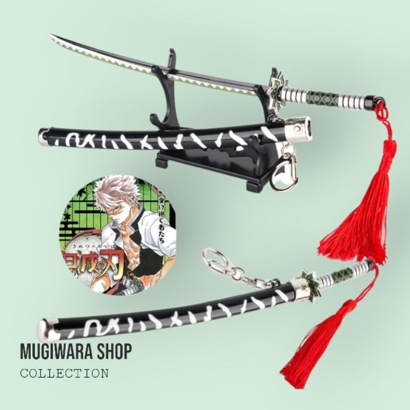 Keychain Nichirin Sanemi Shinazugawa 22 CM Ejeksi Demon Slayer Miniatur Anime Kimetsu No Yaiba Kado 