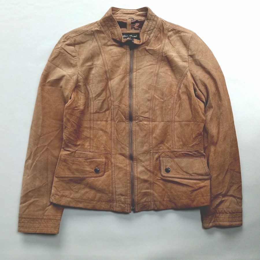 eddie bauer seattle suede genuine leather jaket schott women biker cdg