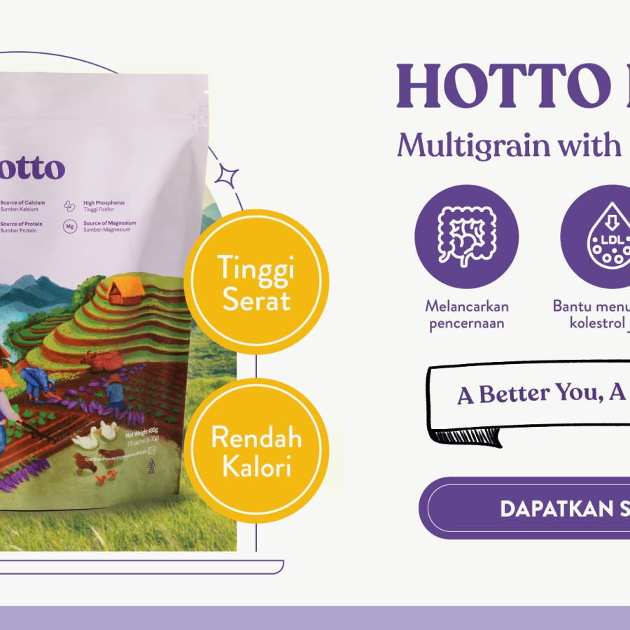 

PROMO HEMAT HOTTO PURTO MULTIGRAIN DIET SEHAT RENDAH KALORI BERSERAT TINGGI 4 POUCH ISI 64 SACHET -
