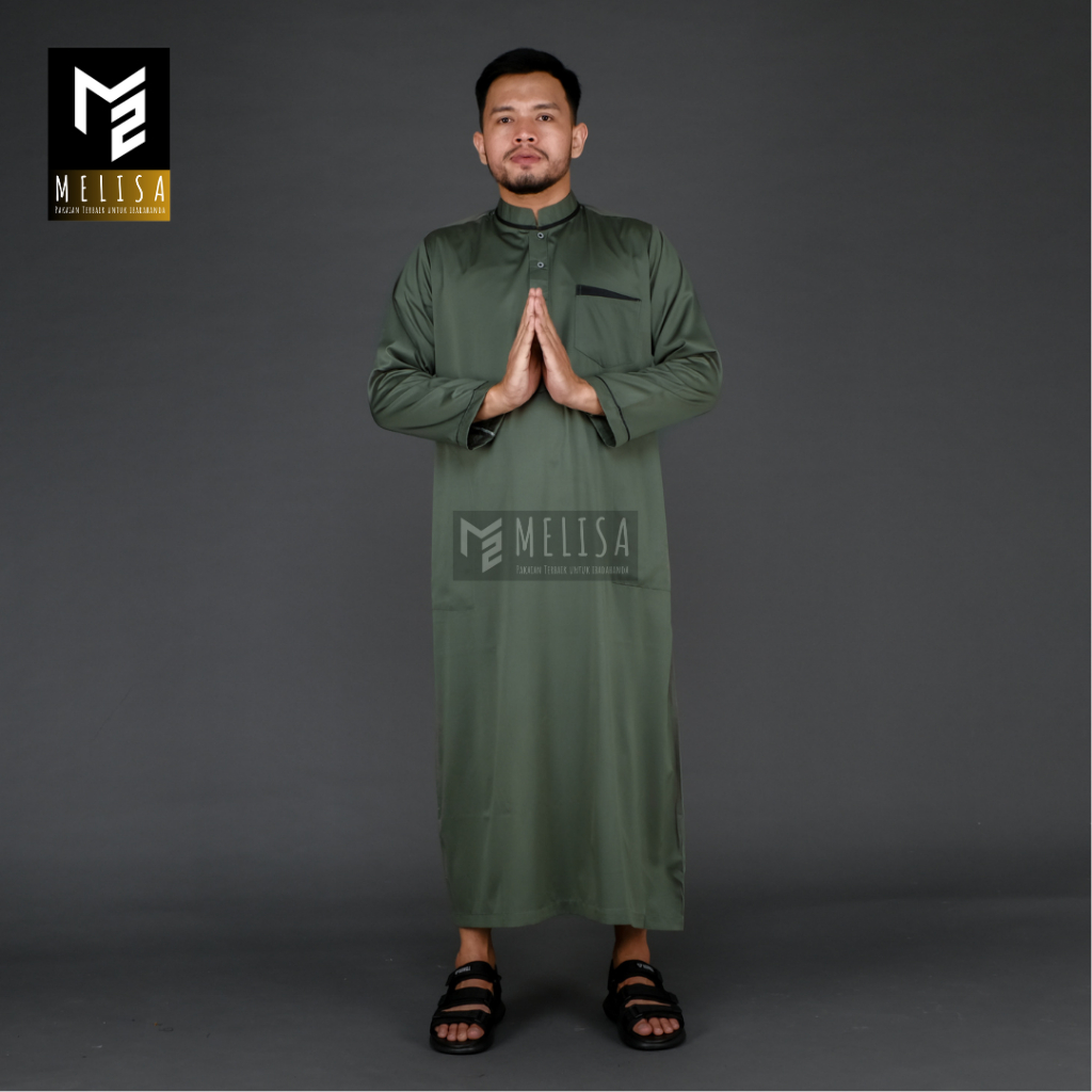 Jubah Pria Gamis Pria Dewasa Lengan Panjang Bahan Katun Tesla Warna Putih Ukuran M L XL Perlengkapan