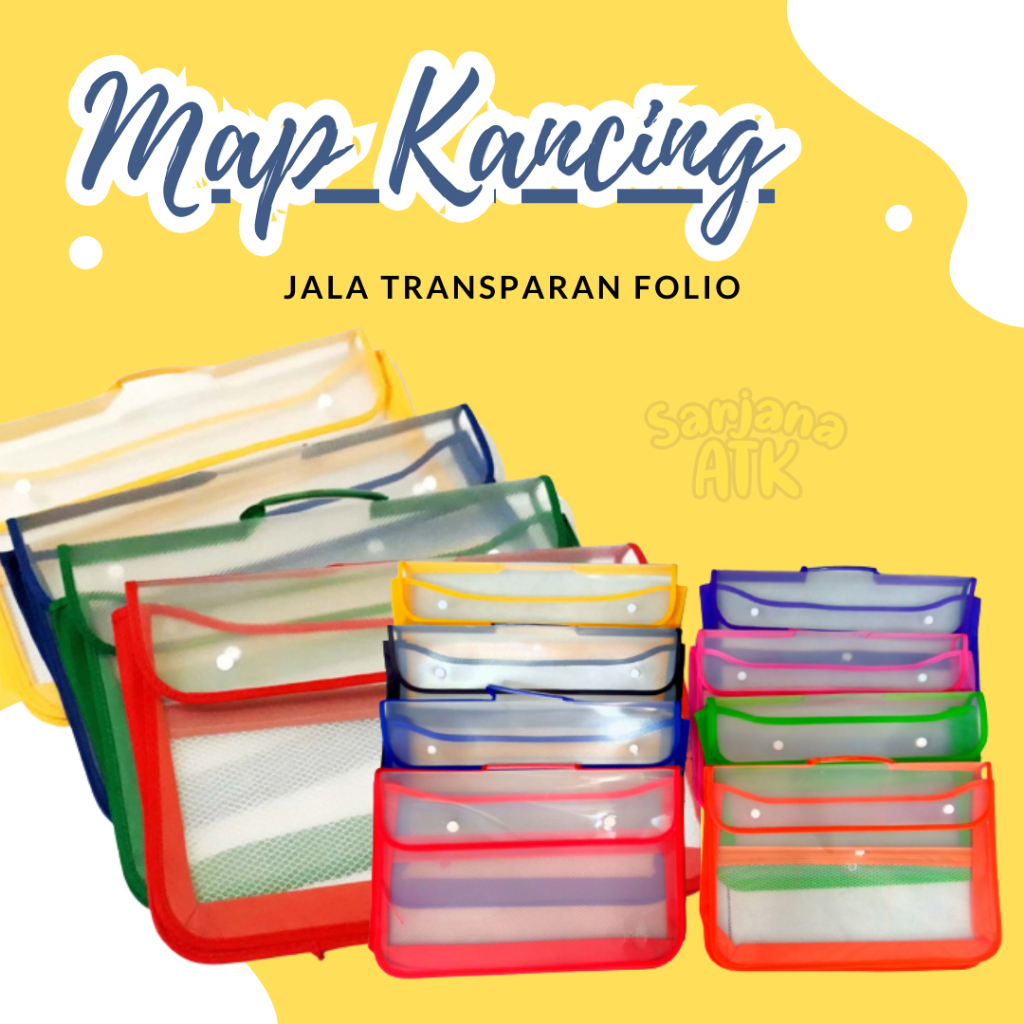 

Map Kancing Jala / Tas School Bag Folio / Brief Bag Mika Transparan