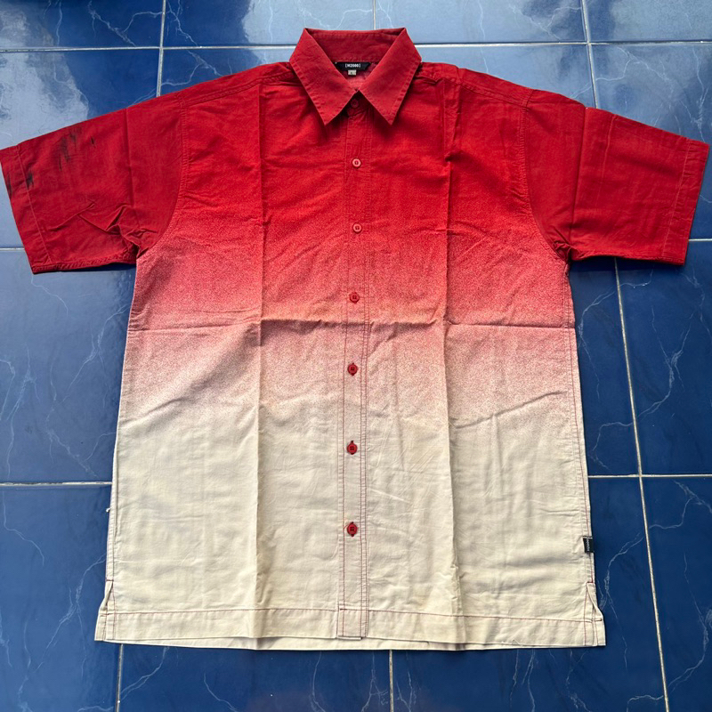 kemeja lengan pendek pria vintage gradient preloved second