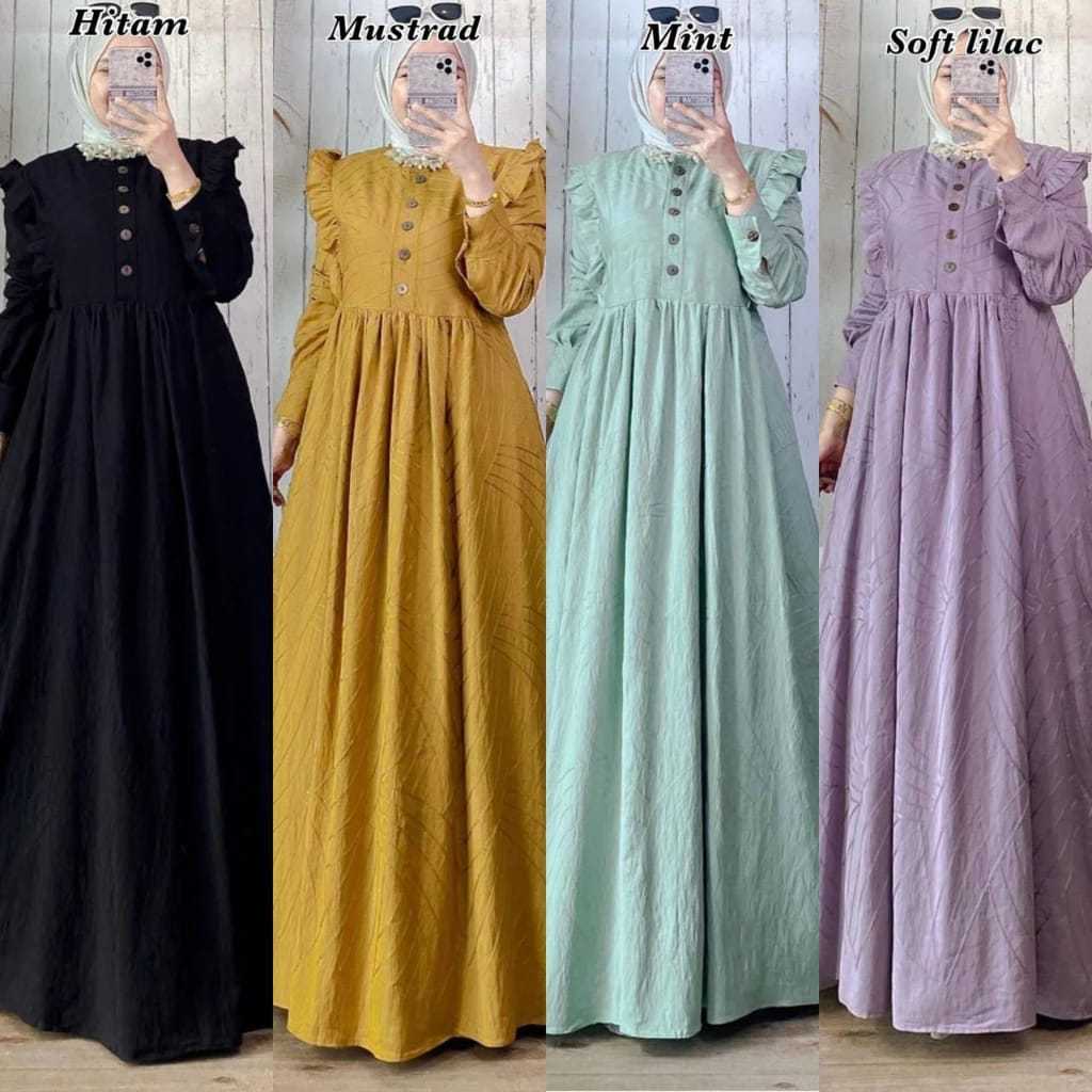 Elfa Dress Polo Linen Bordir Gamis LD 110
