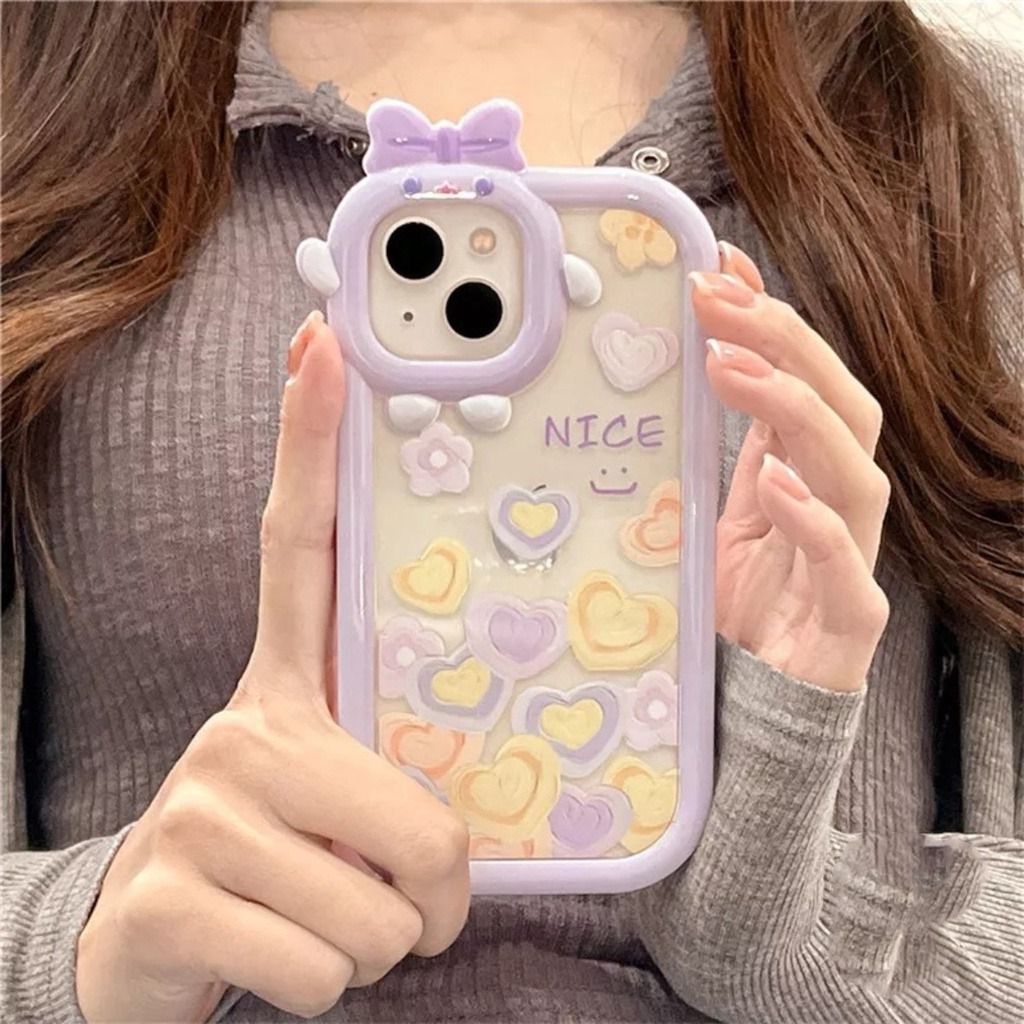 SS33 SoftCase Pita Motif Love Purple Case For Vivo Y50 Y30i Y30 Y35 Y91 Y93 Y95 Y91c Y1s  - White_Cell