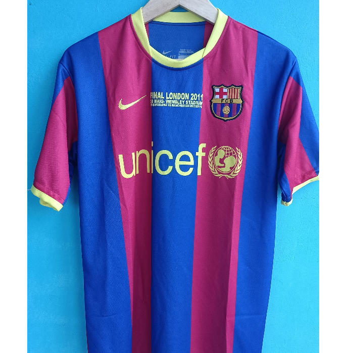 jersey retro barca. barcelona 2011 musim 2010-2011 final ucl london Bonus patch UCL