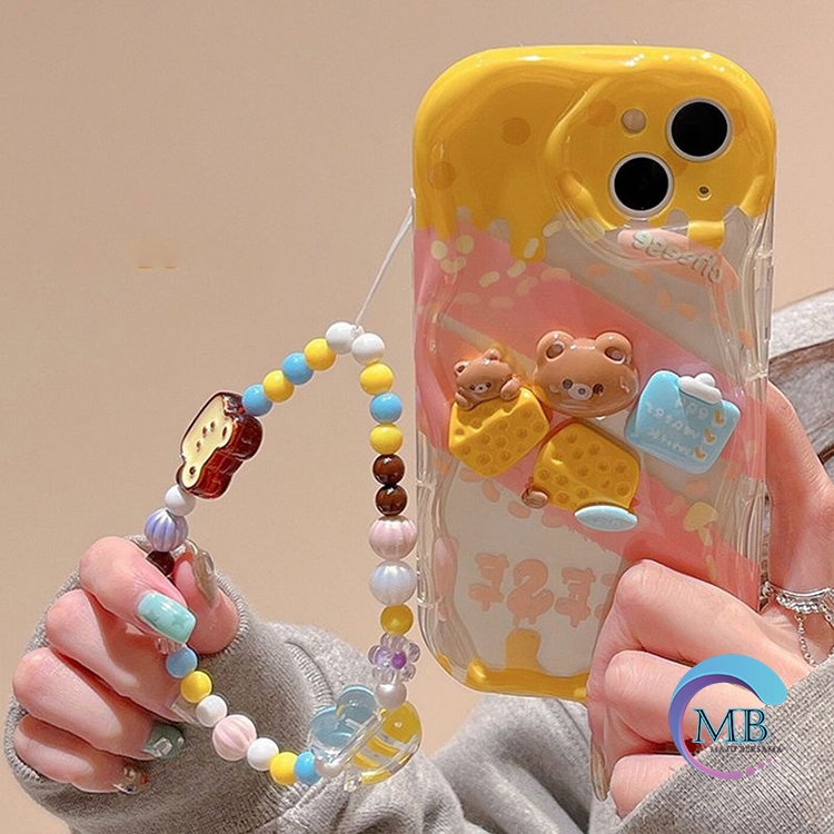 SS865 SOFTCASE SILIKON 3D CUTE CHESSE BEAR LANYARD STRAP FOR REALME NOTE 50 5 5i 2 8 8I 9I 10 11 PRO