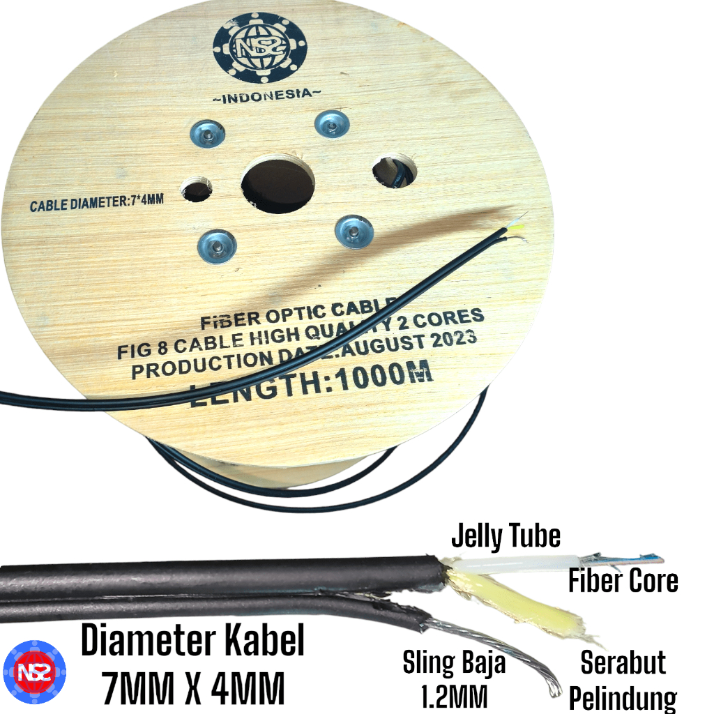 kabel fo 2 core fig8 NS2 high quality 1km / dropcore fig 8 2 core