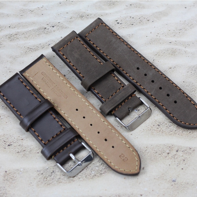 Strap tali kulit sintetis jam tangan pria ukuran 22mm 24mm jam tangan pria