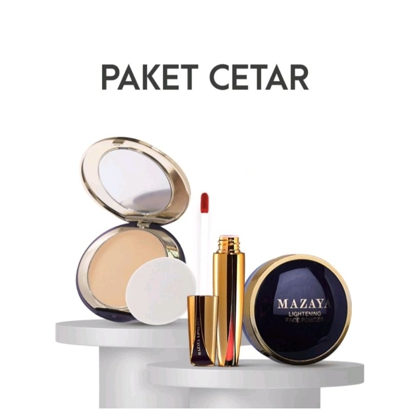 MAZAYA Paket Kosmetik ( Lightening Powder - 4in1 Foundation - Lipgloss )