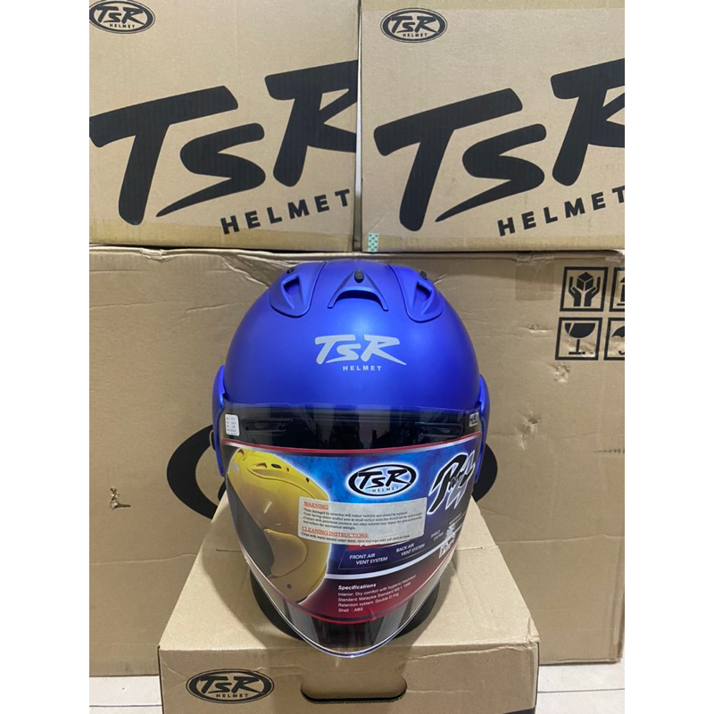 Helm TSR RAM4 Polos violet blue biru doff