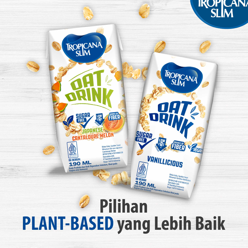 

Terbatas 4 Pack - Tropicana Slim Oat Drink Japanese Cantaloupe Melon 190 ml (RTD) - Minuman Oat Vegan Plant Based Bebas Gula