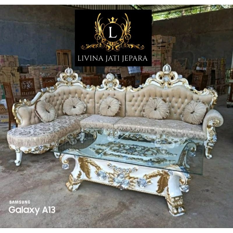 Kursi sofa sudut kayu jati / kursi sudut sofa  jati jepara