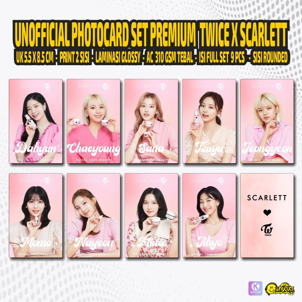 [ISI 9PCS] PC Unoff Twice Scarlett / 2 sisi glossy / anti air
