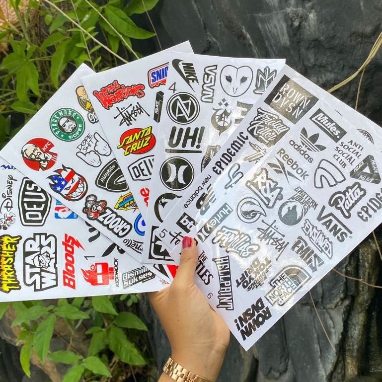 120 Pcs Sticker Pack Distro Logo Brand Stiker Brand Distro