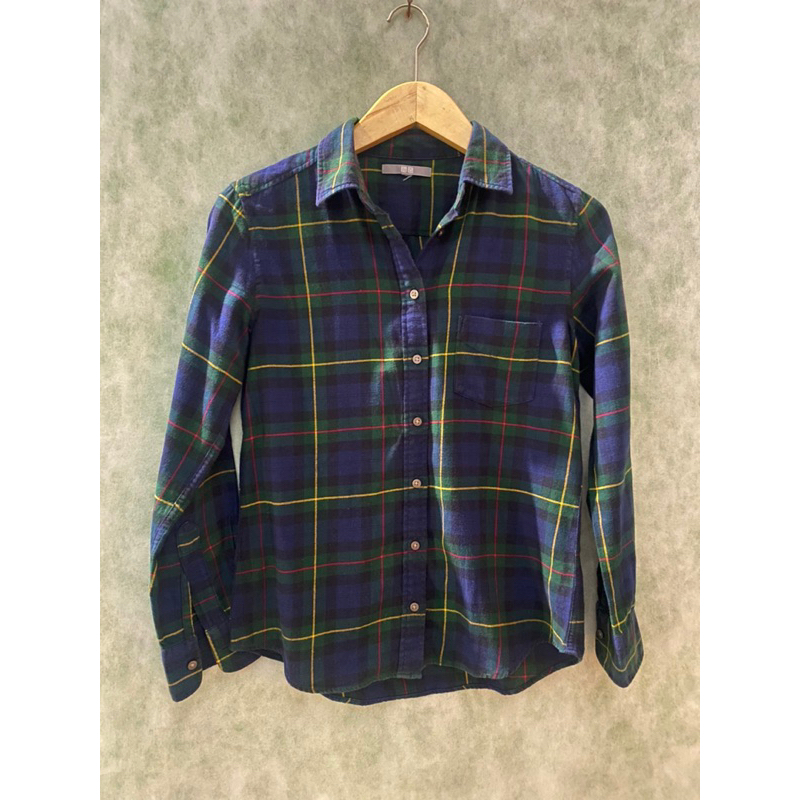 Preloved/Thrift Plaid Shirt/Kemeja kotak-kotak Hijau Uniqlo Korean Style