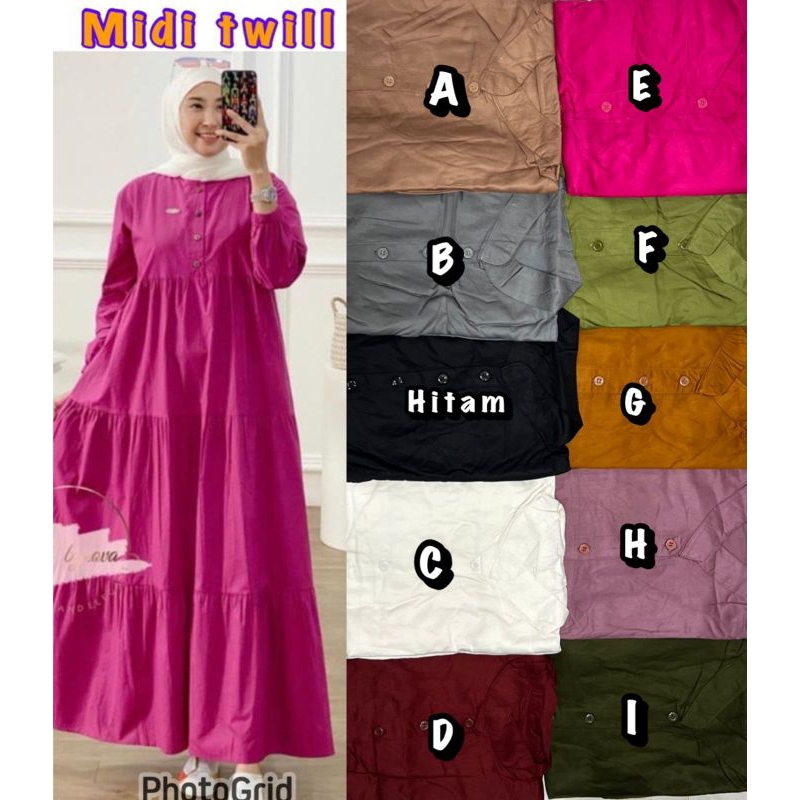 MIDI DRESS CAKEP KATUN TWILL