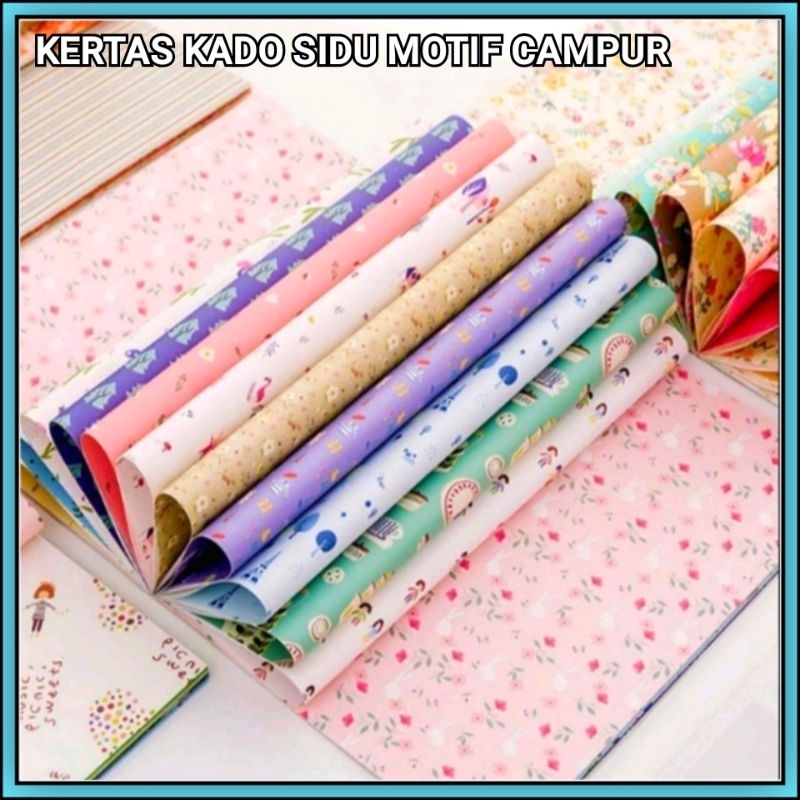 

Kertas Kado Motif Campur Sidu / Kiky Isi 20 Lembar