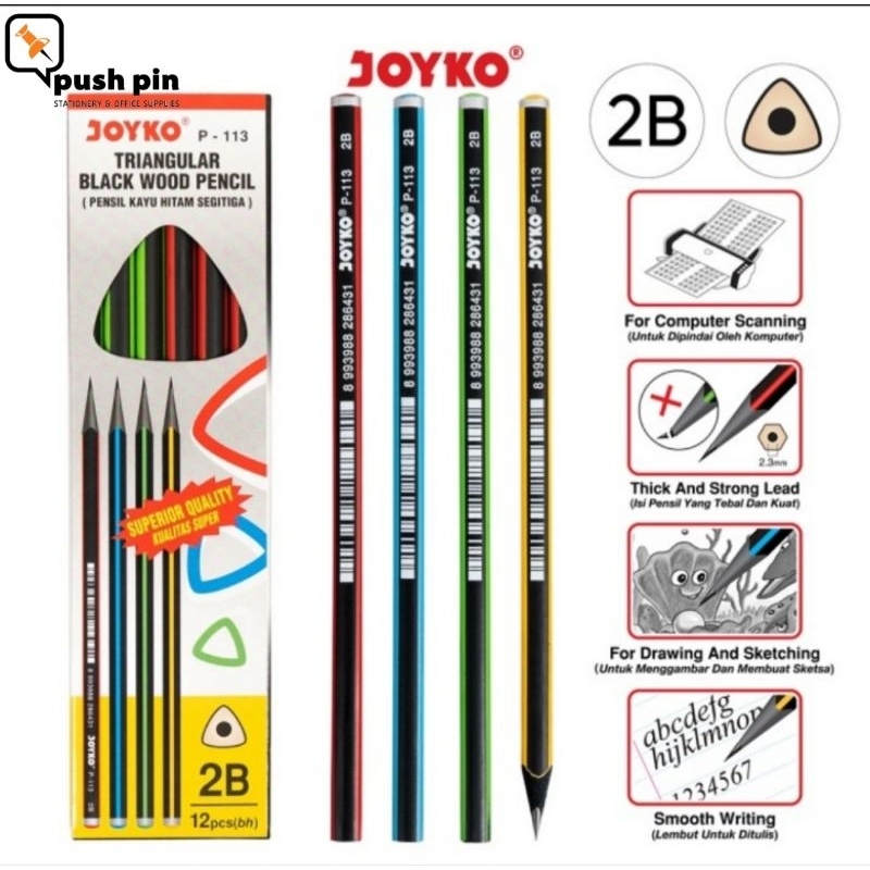 

Joyko Pencil Pensil P-113 2B 1 BOX 12 PCS