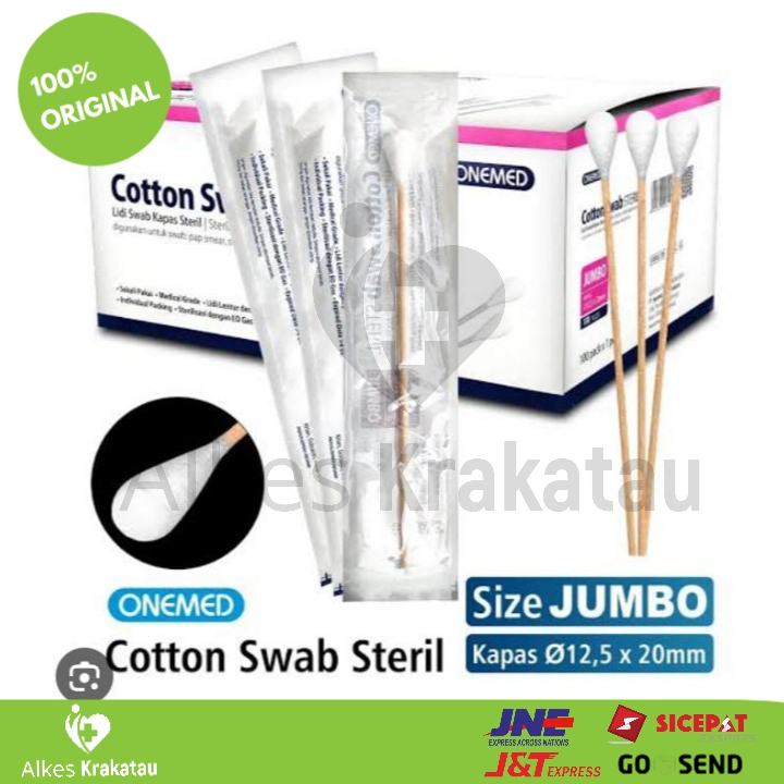 Cotton Swab Steril Onemed isi 100pcs Size L / Lidi Swab Kapas Steril
