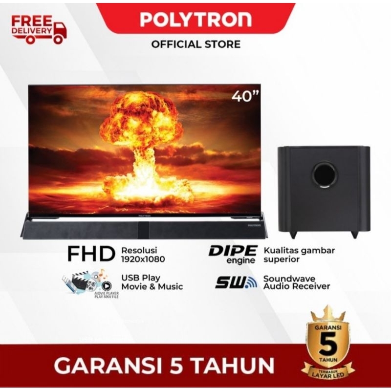 POLYTRON PLD 40BV8958 LED TV 40 inch Cinemax Soundbar Digital Full HD TV