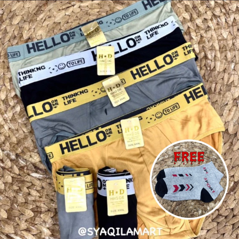 PROMO 12 pcs Celana Dalam Pria Dewasa Hello CD Bahan Katun