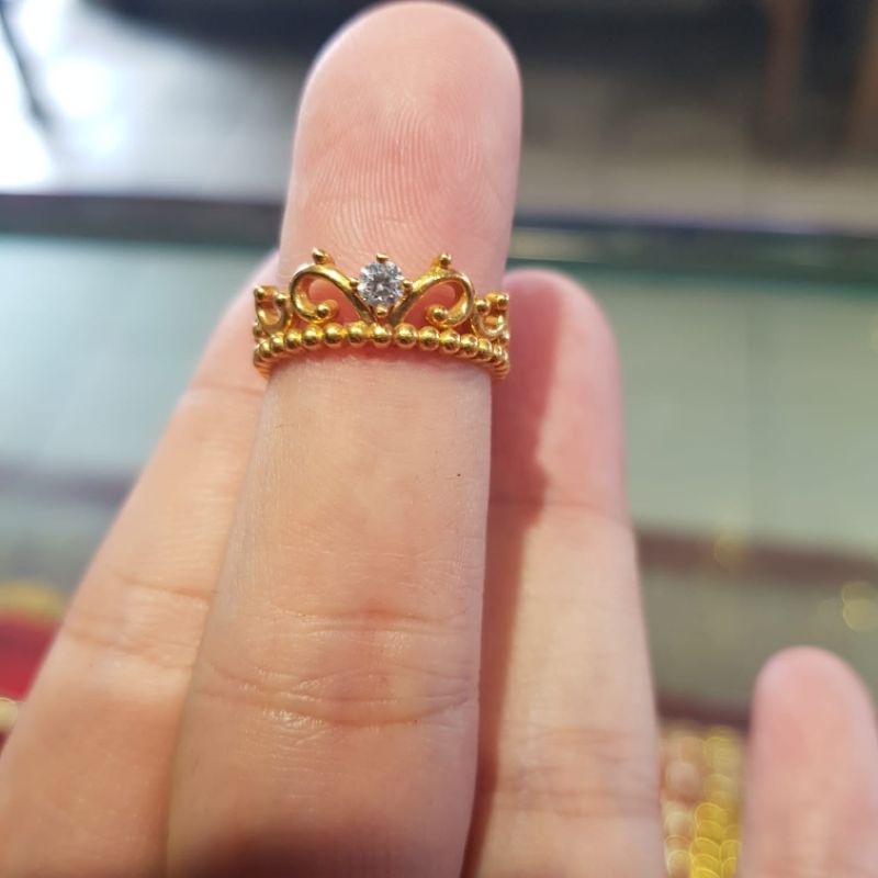 cincin emas mahkota DM putih size 10,5( 1,82gram)