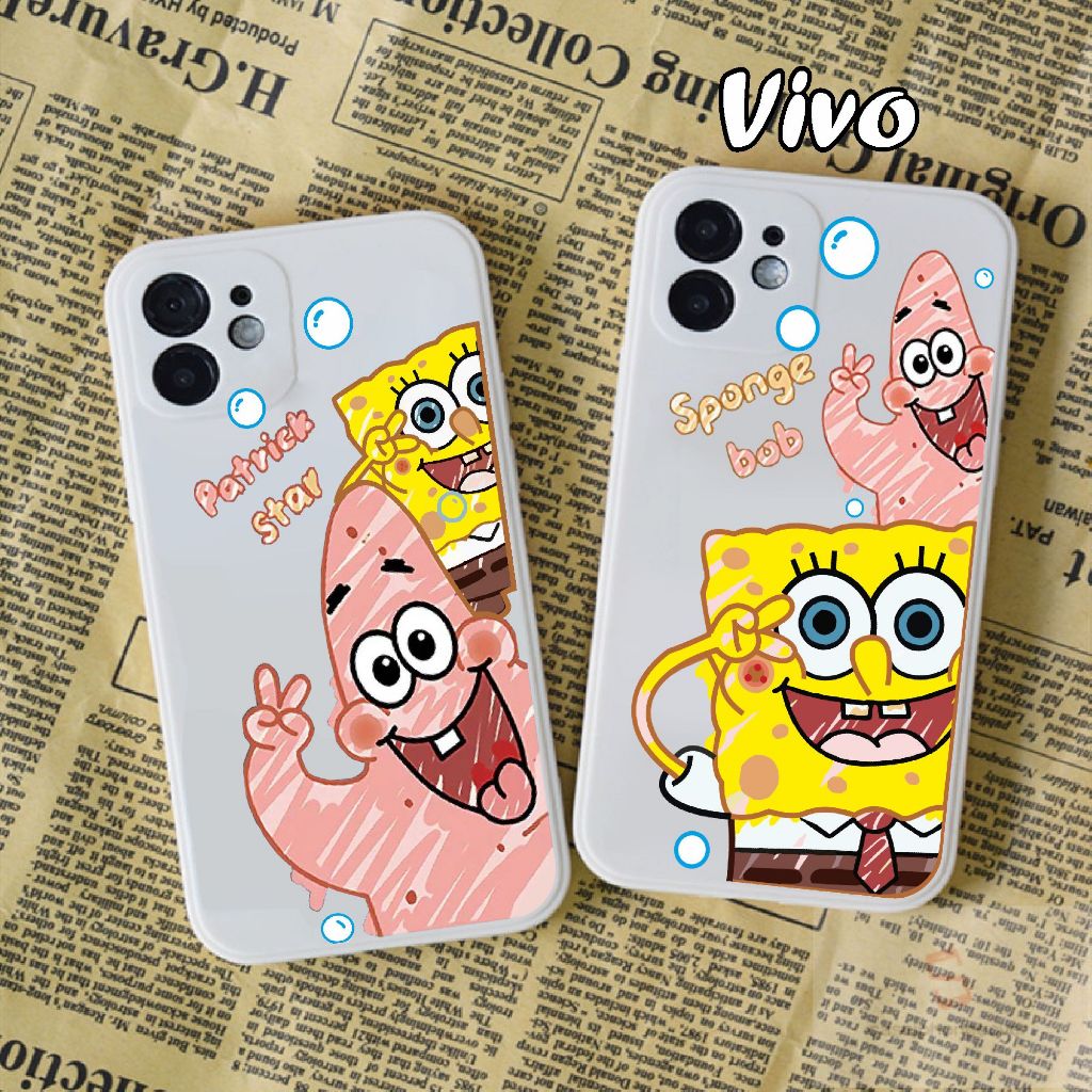 Case VIVO Y83 Y81 Y71 Y55 2016 Y53 2017 Y51L motif Sponge Bob Lens Cover Soft Case Square Edge