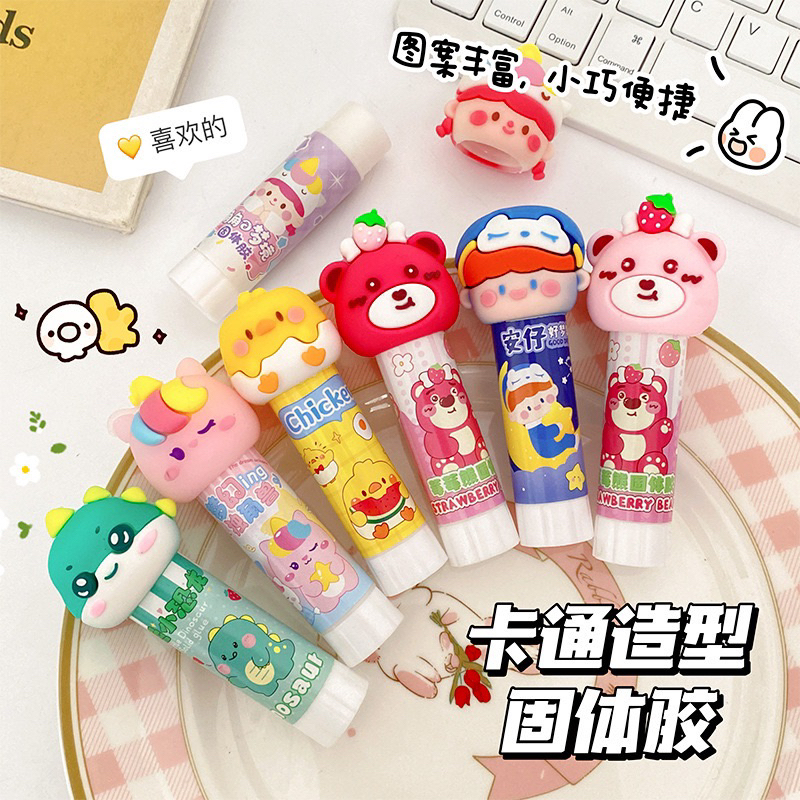 

Delunashop glue stick lem kertas lem perekat kertas Lem Stick kertas glue stik motif karakter latso unicron Rocket space adventure bear dino girl cute melody pink