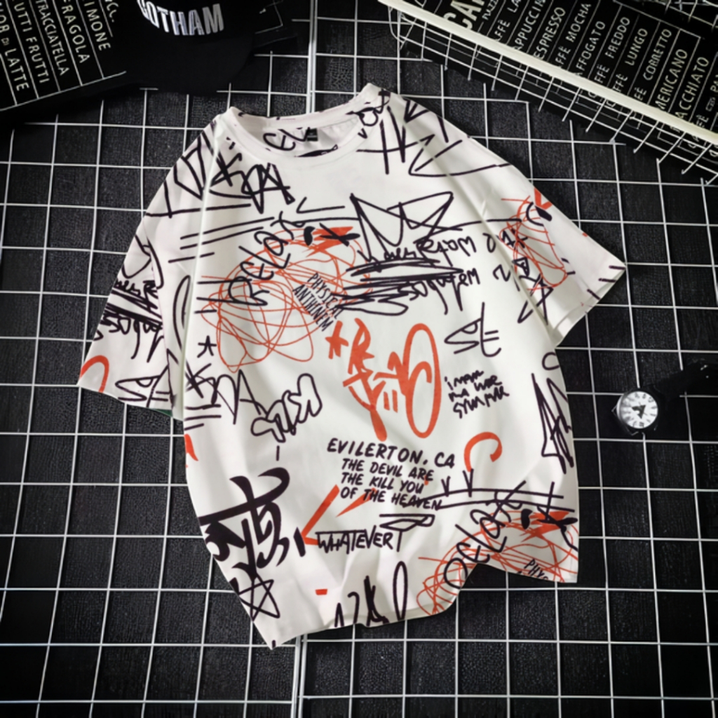 Kaos Distro Pria Printing Motif Gravity Abstrak T-shirt Cowok M L XL Kaos Printing Oversize Katun 24