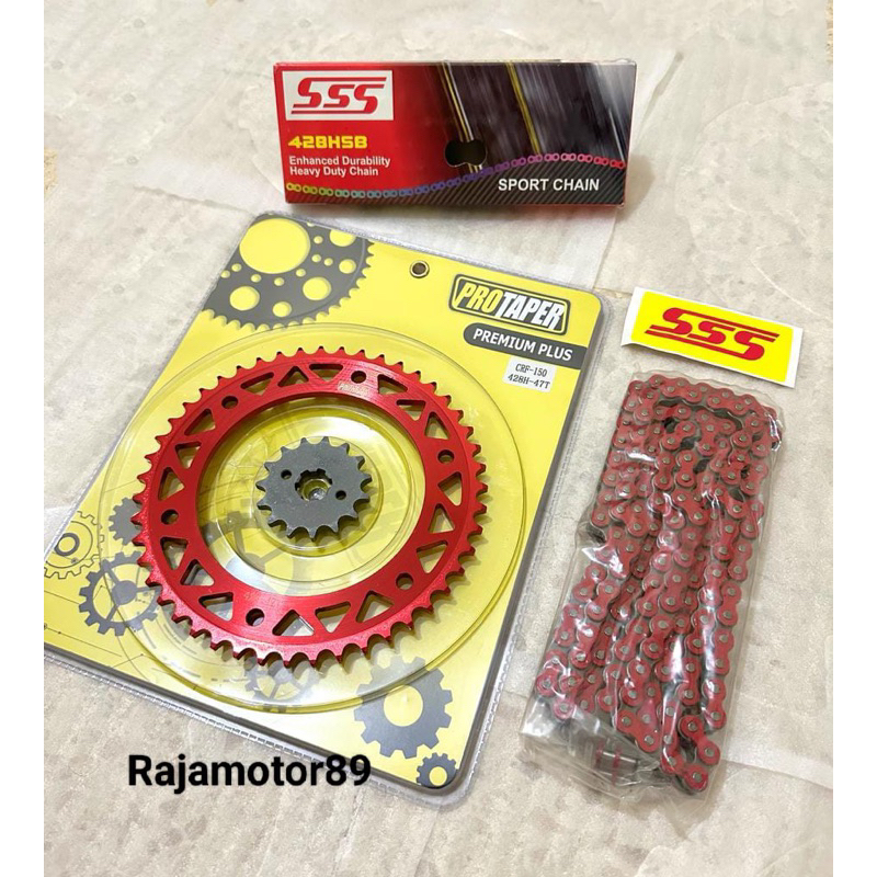 Gear set 428 Protaper CRF 150 set rantai Merah SSS supermoto harian