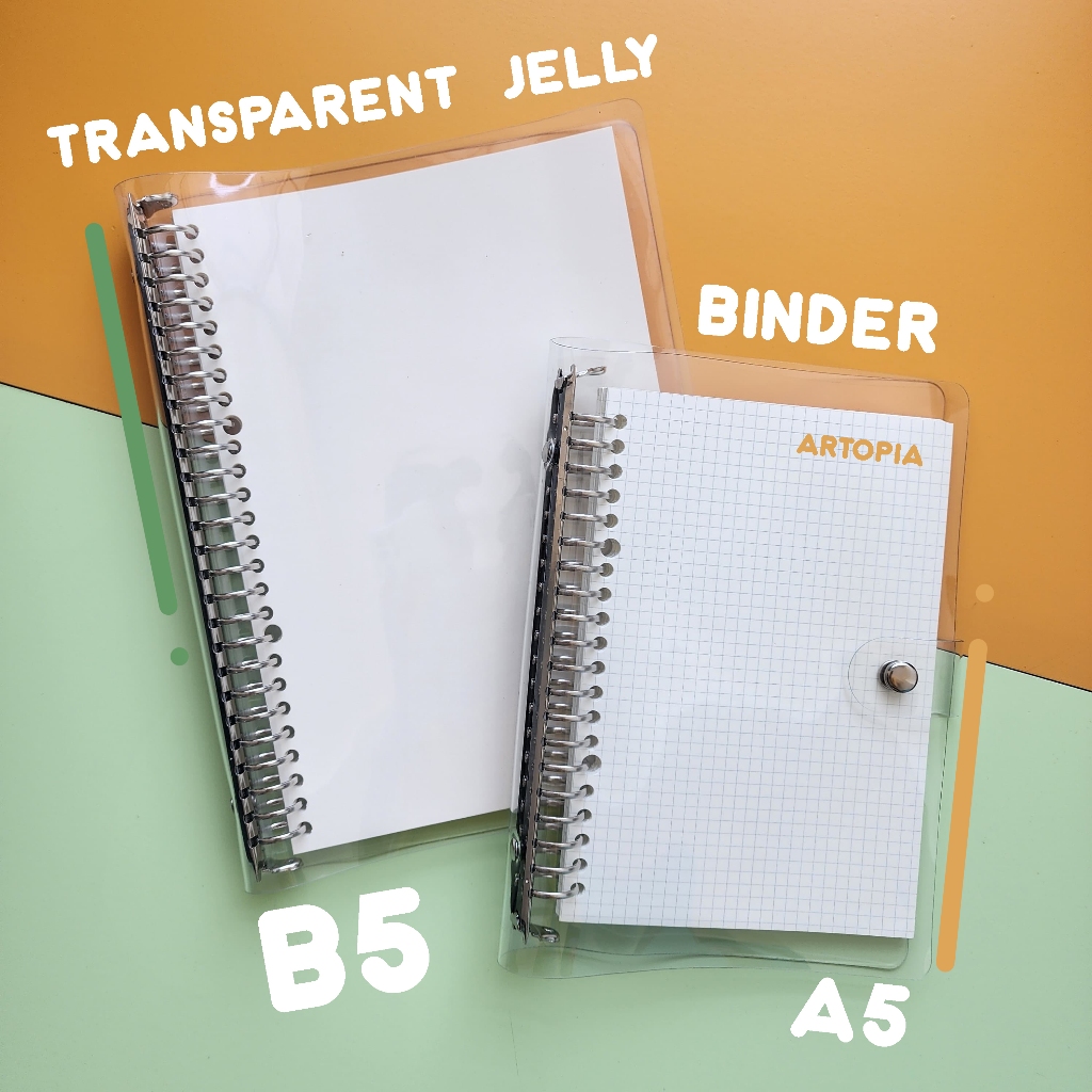 

[Artopia] Binder TRANSPARAN A5 20 Ring B5 26 Ring / Transparent Estetik Kuliah Holes Loose Leaf Mika Jelly Aesthetic Bujo