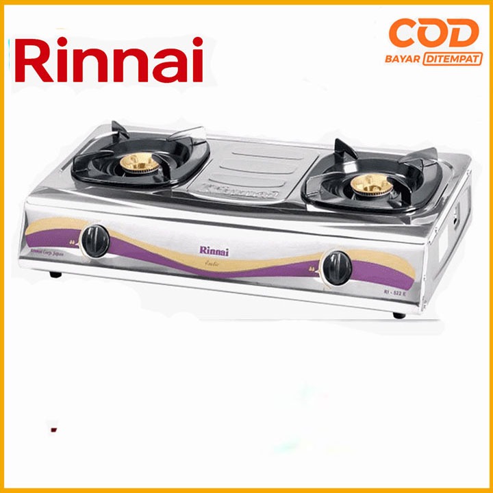 Kompor Gas Rinnai RI522E – Kompor Gas 2 Tungku - Kompor Gas Stainless Steel Rinnai 2 Tungku RI 522 S