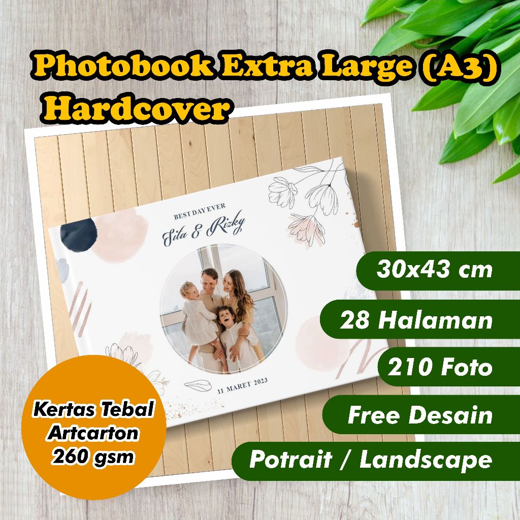 Photobook XL / A3 (28 hal) - 210 FOTO - 30 x 43 cm - Hardcover - Cetak Album Magazine Foto Book Kola