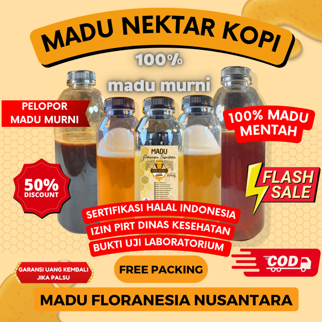 

MADU ASLI MURNI NEKTAR KOPI 500 Gram KUALITAS PREMIUM FULL NEKTAR 100% RAW HONEY MADU FLORANESIA NUSANTARA ESOXSE