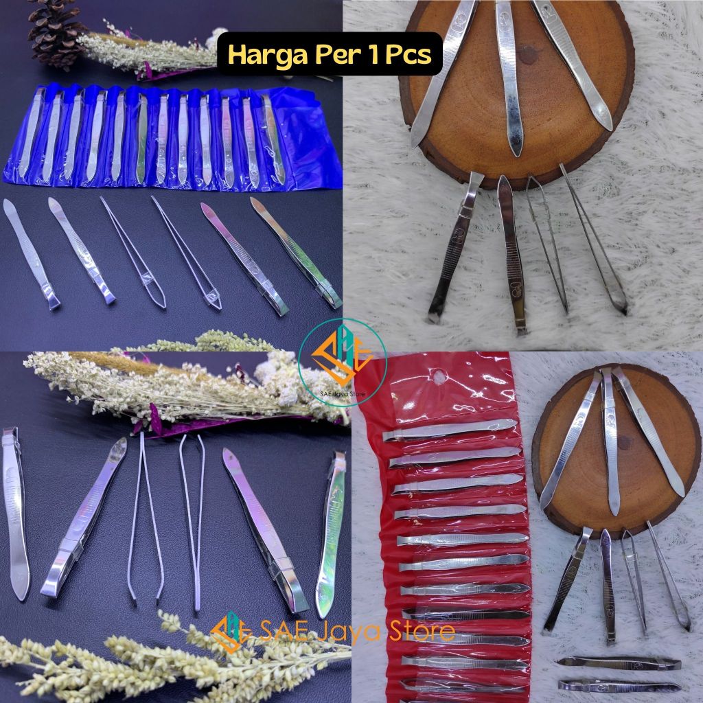 SAE - PINSET PENCABUT BULU LEMBARAN KAR MERAH DAN BIRU / PENCABUT BULU ALIS KUMIS JENGGOT / PINSET S