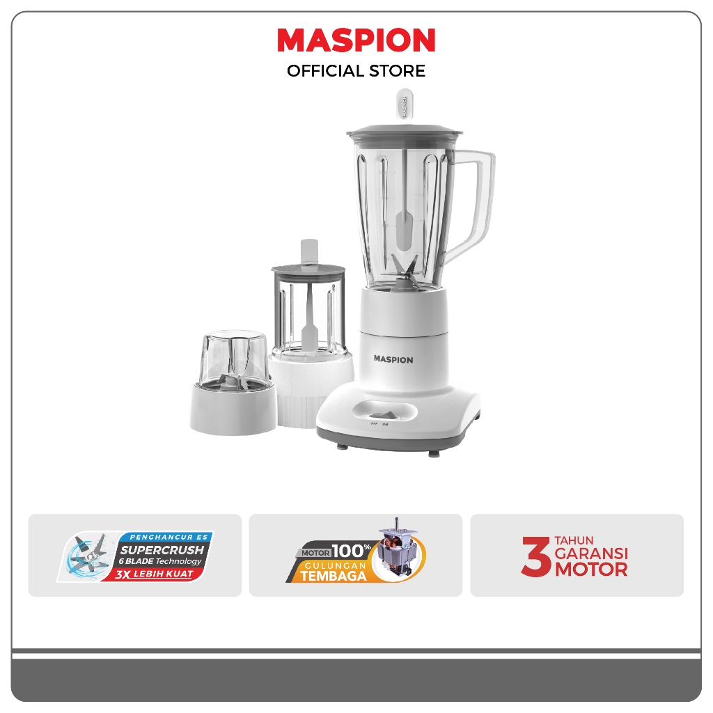 Maspion Pelumat Blender with Wet Miller and Dry Miller 1 Liter MT-1263 PL
