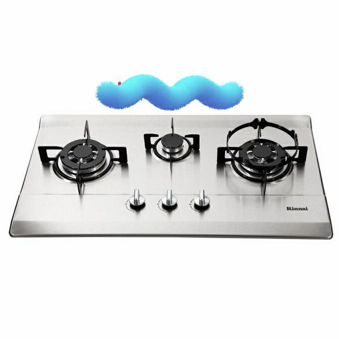 RINNAI Kompor Tanam 3 Tungku Silver RB 713NS kompor Stainless steel RB713 NS taman Stainless