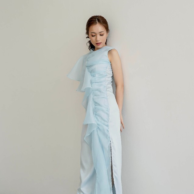 CLEYA DRESS in baby blue - dress pesta / gaun pernikahan / dress organza / baju kondangan / atasan o