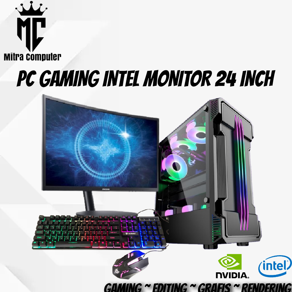 PC GAMING RAKITAN I5 MONITOR 24 INCH NEW SIAP PAKAI
