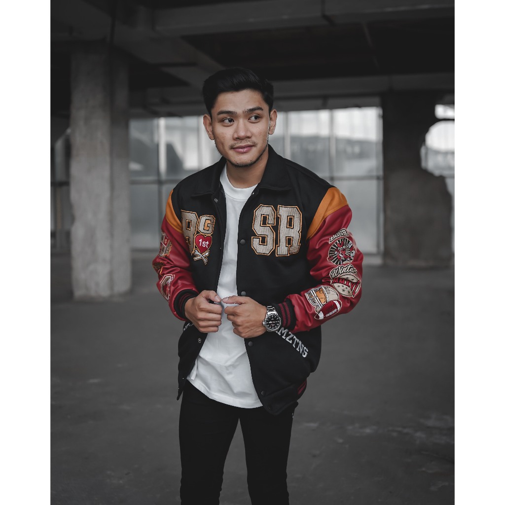 Jaket Varsity Full bordir Lengan Kulit Jacket Varsity Baseball BGSR