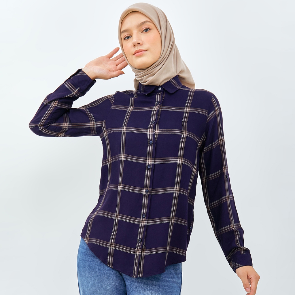 Flamoush Friuly Navy Kemeja Casual Wanita