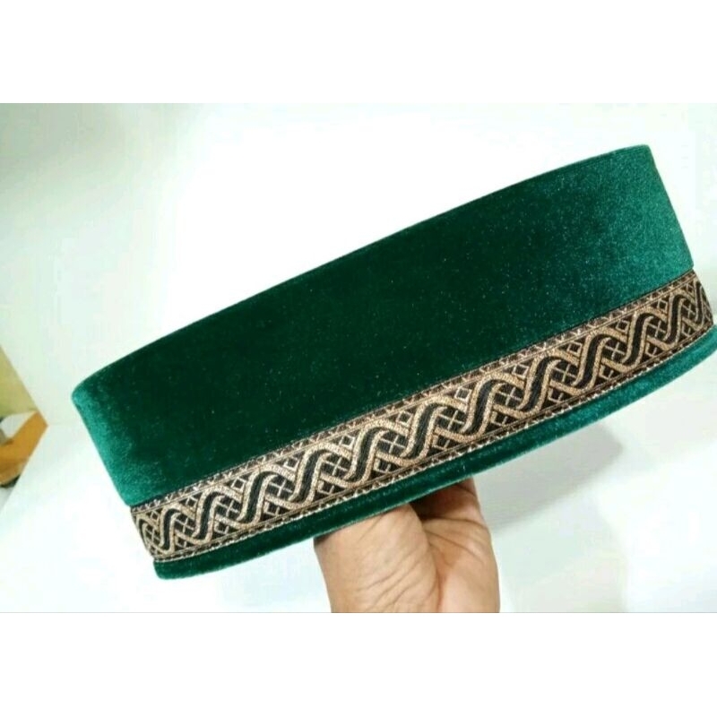 ps peci songkok kopiah bludru hijau renda