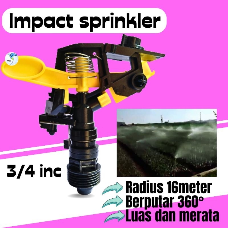 Sprinkler Pertanian Taman Kebun Springkle Putar 3/4 inch Springkler Impac Alat Siram Kincir Air Temb