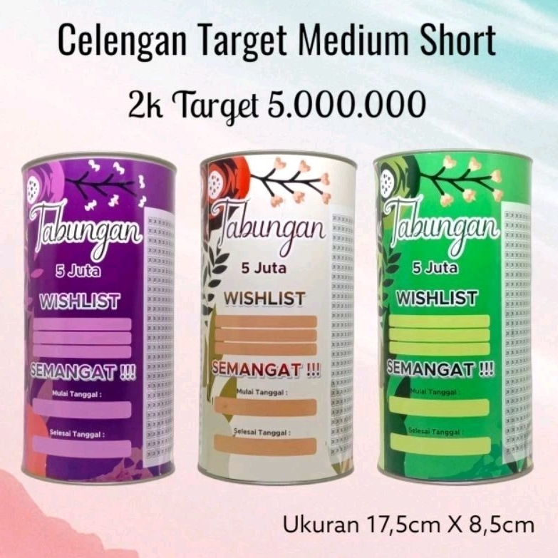 [UKURAN MEDIUM] Celengan Target 2K TARGET 5JT  Celengan Target Buka Tutup Celengan Murah
