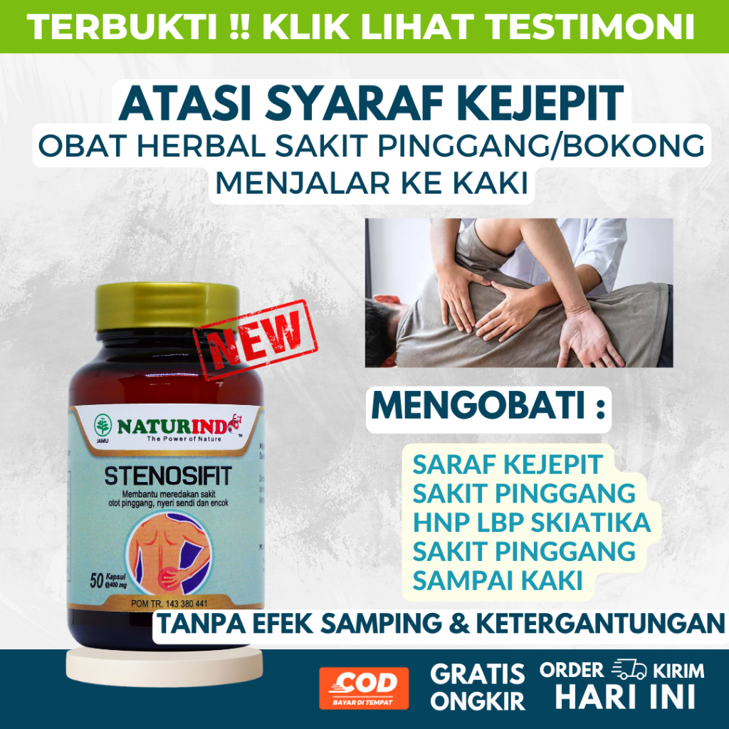 Obat Sakit Pinggang Saraf Kejepit Pinggang Dan Kaki Syaraf Terjepit Sakit Nyeri Bokong STENOSIFIT