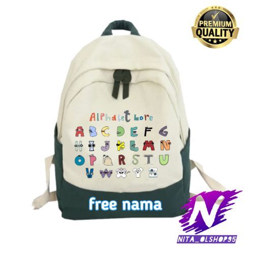 tas ransel sekolah anak alfabet lore