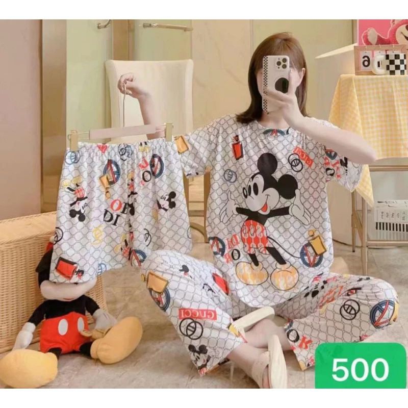 Piyama tidur stelan bobo baju tidur 3in1 Leisure wear